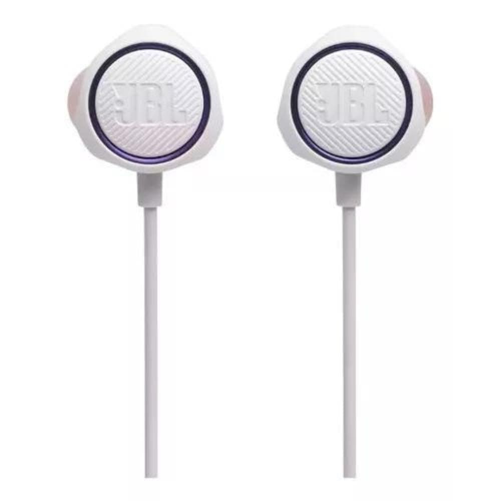 Jbl Quantum 50, Wired in Ear Gaming Earphones with Mic and Master Volume Slider, Twist-Lock Technology (White)