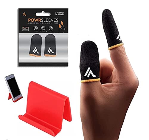 LIMESHOT® Mobile Phone Gaming Finger Sleeves | Mobile Game Controllers Finger Gloves Set, Anti-Sweat Breathable for Phone Games PUBG, BGMI, Free Fire Mobile Holder Stand(Multicolour)