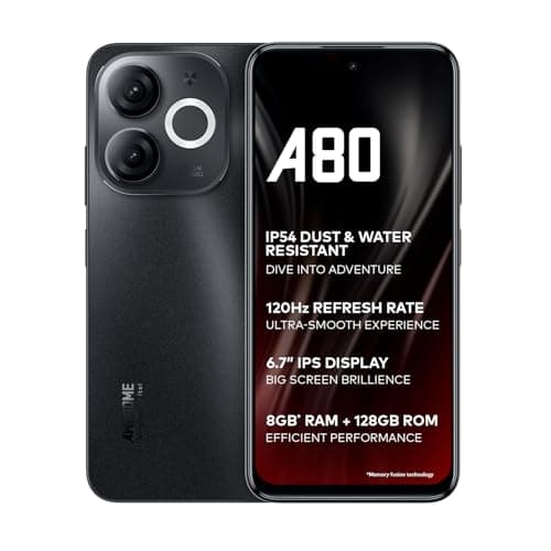 itel A80 | 120Hz Refresh Rate | Punch Hole Display | 50MP Super HDR Cam | IP54 Dust & Splash Resistant | 3 Year Fluency | Ring Light Notification | 4GB RAM, 128GB ROM | Sandstone Black
