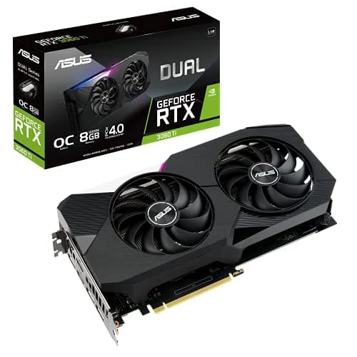 ASUS pci_e_x16 Dual NVIDIA GeForce RTX 3060 Ti V2 OC Edition Gaming Graphics Card (PCIe 4.0, 8GB GDDR6 Memory, LHR, HDMI 2.1, DisplayPort 1.4a, Axial-tech Fan Design, Dual BIOS, Protective Backplate)