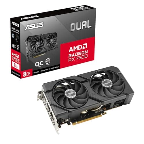 ASUS Dual Radeon RX 7600 EVO OC Edition 8GB GDDR6 (PCIe 4.0, 8 GB GDDR6, HDMI 2.1, DisplayPort 1.4a, 2.5-Slot Design, Axial-tech Fans, GPU Tweak III)