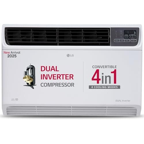 LG 1.5 Ton 5 Star DUAL Inverter Window AC (Copper, Convertible 4-in-1 cooling, 4 Way Air Swing, HD Filter, 2025 Model, UW-Q18WUZA, White)