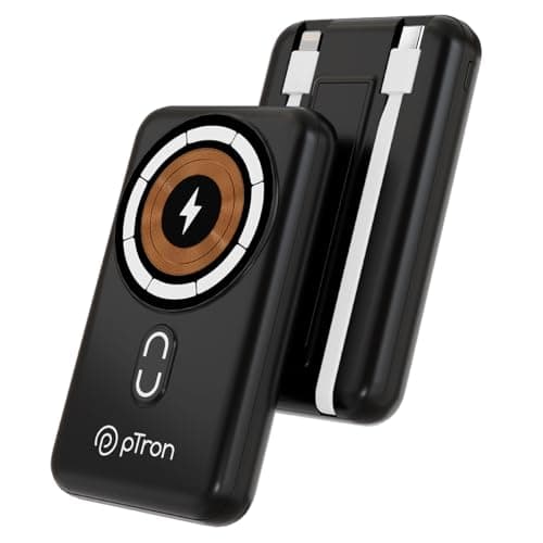 pTron Dynamo Quanta 10000mAh 22.5W Nano Power Bank, 15W Magnetic Wireless Charging, Compact Size Fast Charging, 20W PD Fast Charging, Built-in Cables,...