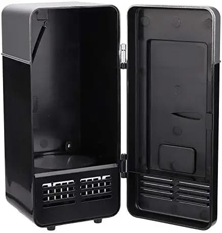 Mini Fridge, Mini USB Office Mini Heating Portable Cooling Dual-Use Portable Refrigerator Drink Cooler for Skincare Food Home Travel Gift(Black)