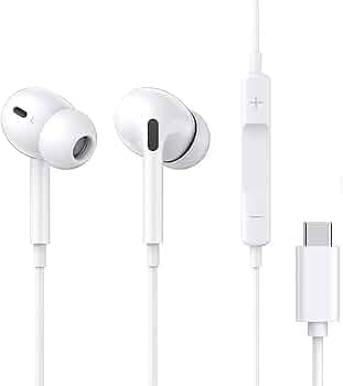 Jxrev Wired Earphone with Mic & Volume Contorl USB-C Wired Headphone/Headset Compatible for Samsung Galaxy S22 Ultra/S22 Plus S22+/ S22 (White) in Ea...