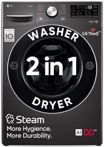 LG 15 Kg (Wash) / 8 Kg (Dry) Ai Direct Drive with Wi-Fi Fully Automatic Front-Loading Washer Dryer (FHD1508STB, With Steam Remove Allergen & TurboWash...