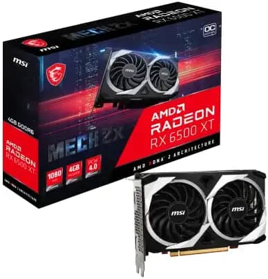 MSI Gaming AMD Radeon RX 6500 XT 64-bit 4GB GDDR6 DP/HDMI PCIe 4 Torx Twin Fans FreeSync DirectX 12 VR Ready OC Graphics Card (RX 6500 XT MECH 2X 4G OC)