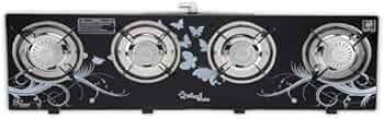 Sigri-wala Surya ISI Certified Toughened Glass Door Step Warranty Tornado Burners Glass Automatic Gas Stove (4 Burners)