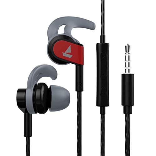 (Renewed) Boat Bassheads 242 Wired Sports Earphones with HD Sound, 10 mm Dynamic Drivers, IPX 4 Sweat and Water Resistance, Superior Coated Cable & in-Line Mic (Active Black)