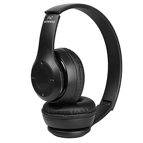 keeva Bluetooth Wireless Headphones with Mic Techology On Ear P47 for All Smart Phone Gaming Music Gym Exercise Sports (Black)