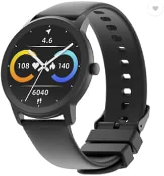 (Refurbished) Ambrane Surge 1.28 Curved Display with complete Health Tracking Smartwatch (Black Strap, Regular)
