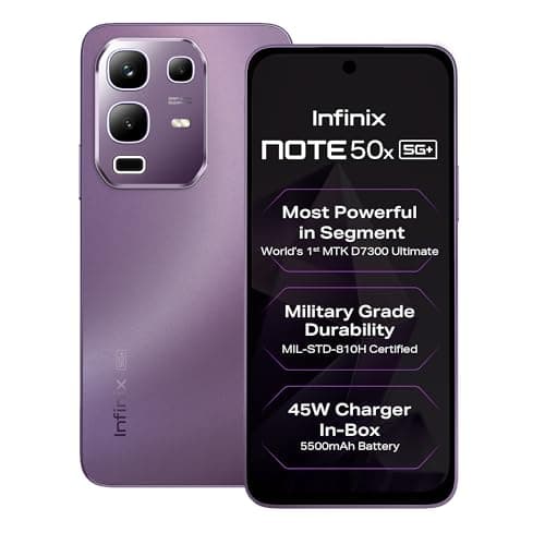 Infinix Note 50x 5G+ (Enchanted Purple, 6GB RAM, 128GB Storage) | MediaTek Dimensity 7300 | 5500mAh Solid Core Battery | Military Grade Durability (Without Offers)