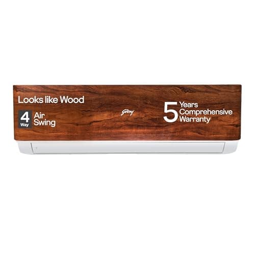 Godrej 1.5 Ton 3 Star, 5-In-1 Convertible Cooling, Wood Finish, Inverter Split AC (Copper, 4 Way Air Swing, 2024 Model, AC 1.5T SIC 18VTC3 WYB TK, Tea...