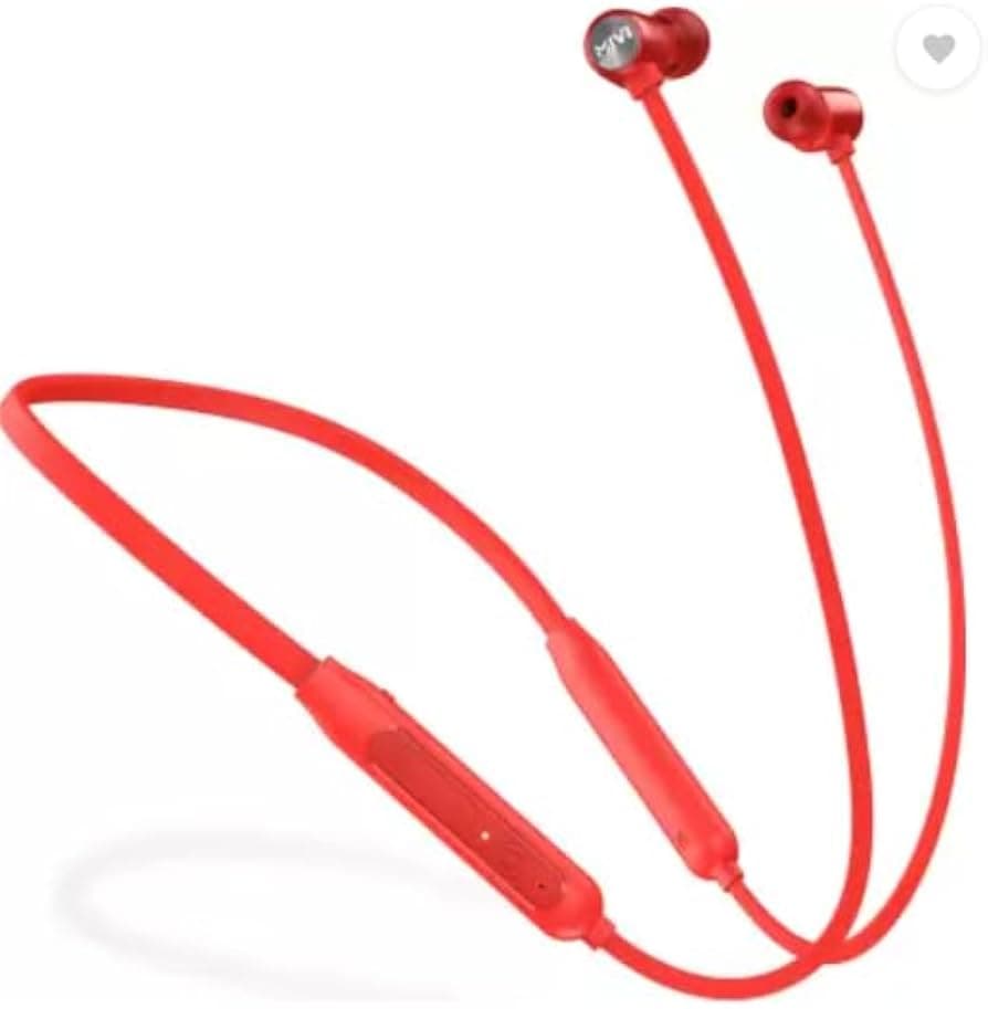 (Refurbished) Collar Classic Neckband with Fast Charging Bluetooth Headset MIVI - (Red, in The Ear)