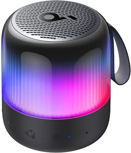 soundcore Glow Mini Speaker, Portable Bluetooth Speaker, 360 Sound, Light Show, 12h Playtime, Individually Adjustable EQ & Light, IP67 Waterproof & Du...
