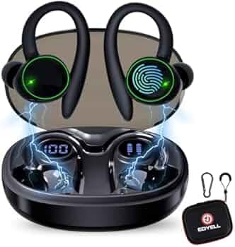 EDYELL V2 Sports Wireless in-Ear TWS Earbuds with Mic, ENC Stereo HD Calls, Long Playtimes, Dual-LED Display, BT5.3, in Ear Headphone (Matte Black)