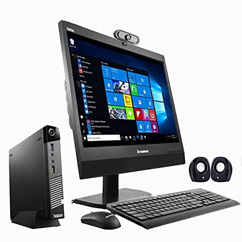 (Renewed) Lenovo thinkcentre i5 Tiny PC Full Set M93p (core i5 4th Gen/8GB RAM/500GB HDD/19" LED Monitor) + Keyboard & Mouse/Wifi/Webcam with Mic/Dual Speaker/USB/Windows 10