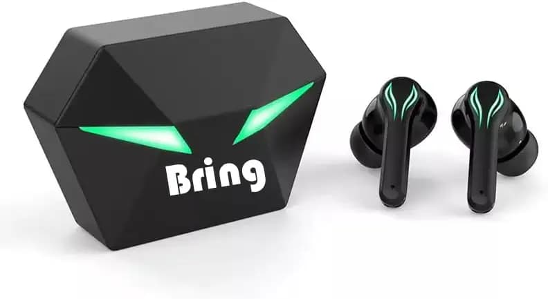 Bring Earbuds Bassbuds Gaming True Wireless Headphone with 40Hrs Total Playtime with Case, Low Latency, Deep Bass, BT5.0, Touch Control, Dual Mic, Passive Noise Cancellation & IPX4 Waterproof (Black)