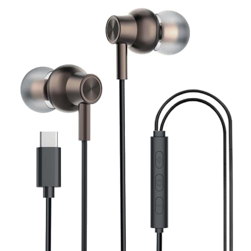 Kratos Tune V6 C Type Earphones Wired, 13mm Bass Drivers Earphone, Inline Control Type c Headphones with Mic, Comfort Fit Type c Earphone with Volume ...