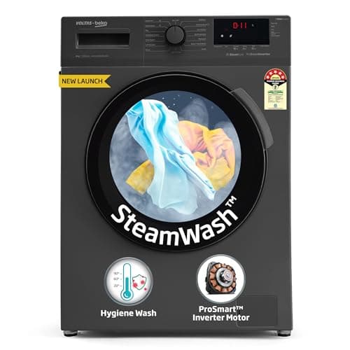 Voltas Beko, A Tata Product 8 Kg 5 Star Inverter Quick wash Fully-Automatic Front Loading Washing Machine (WFL8012B7JVBKA/AXV, Anthracite, In buit Hea...