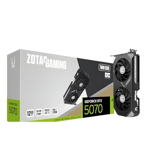ZOTAC Gaming GeForce RTX 5070 Twin Edge Graphics Card - Black | 12 GB | DLSS 4 | GDDR7 | 192 bit | Dual Fan | SFF Ready | IceStorm 2.0 Advanced Coolin...