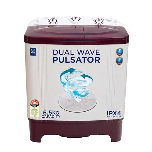 Midea 6.5 kg Semi Automatic Top Load Washing Machine Maroon, White (MWMSA065PPG(MW))