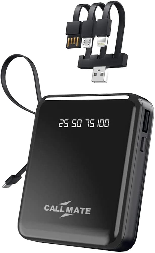 CALL MATE DX03 Power Bank 10000mAh Li-Polymer with 2.4 Fast Charging with 1 USB Port and 2 Input (Micro, Type C),Semi Digital Battery Indicator, in-Built 3 in 1 Detachable Cable (Black)