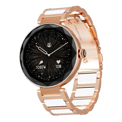 Titan Elixir 1.19" AMOLED Stainless Steel Smart Watch for Women Latest with Diamond Cut Design, SpO2, BP & Skin Temp Monitorings, Heart Rate, BT Calli...