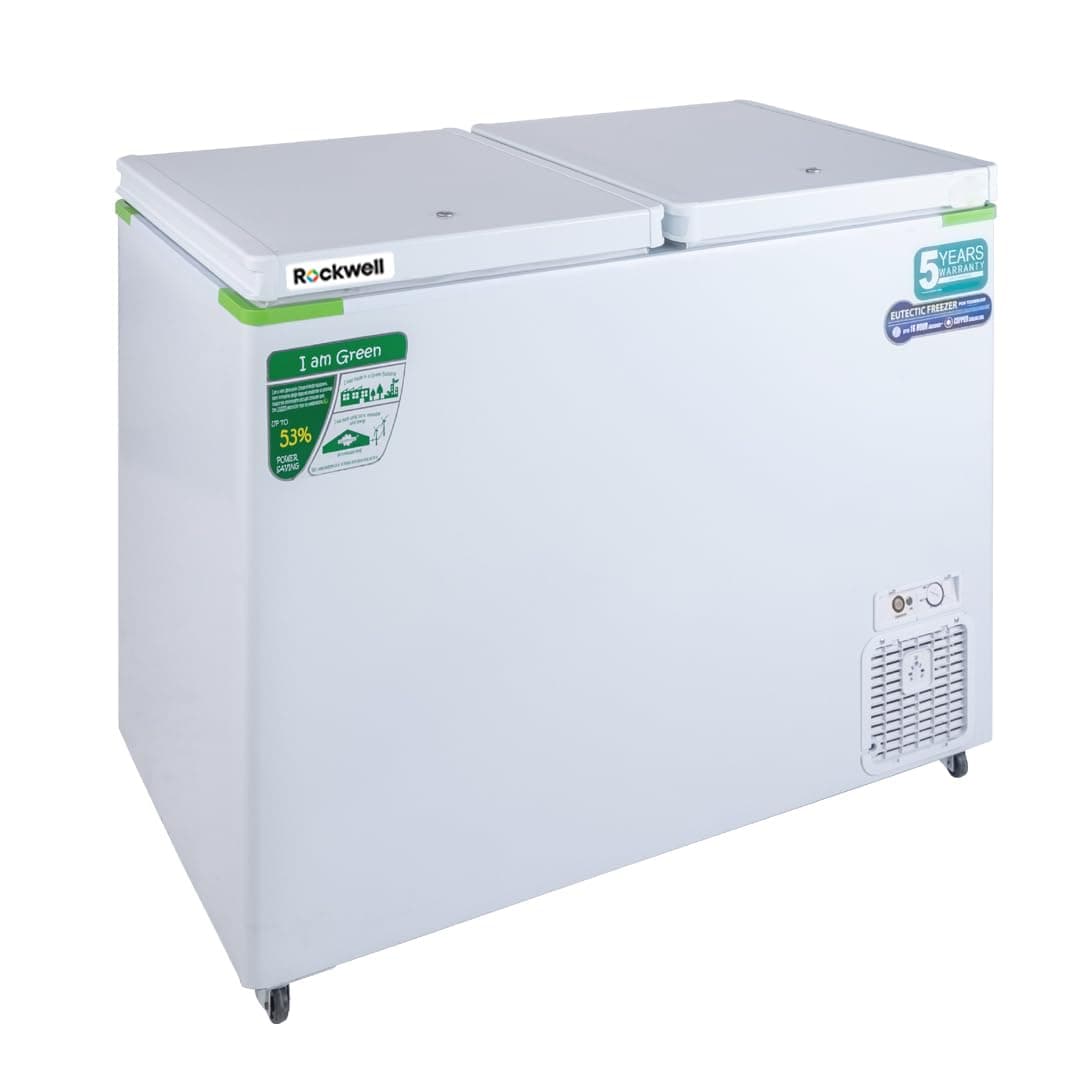 Rockwell GFR350DDET Double Door EUTECTIC Hard Top Deep Freezer(Glycol)- 315 Ltr (100% Copper Coil, 5 yrs compressor warranty)