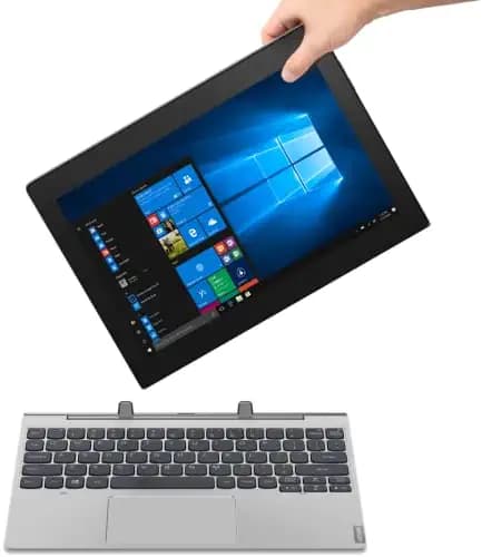 Lenovo IdeaPad D330 Intel Celeron N4020 10.1" HD IPS Detachable 2-in-1 Laptop (4GB/128GB eMMC/Windows 10/1 Yr Warranty/Mineral Grey/1.1Kg), 82H0001YIN