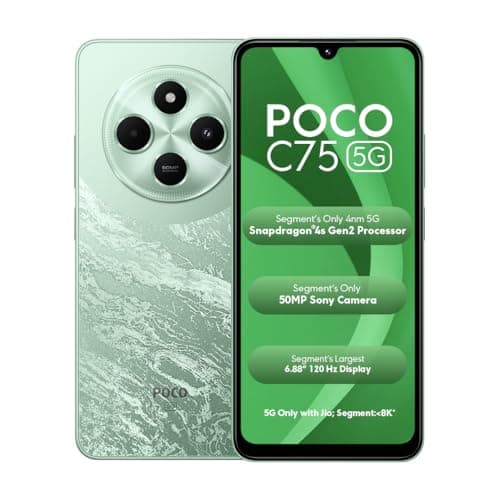 POCO C75 5G Enchanted Green|4GB RAM 128GB ROM|6.88 inch HD+ Display|50MP Camera|5160 mAh Battery