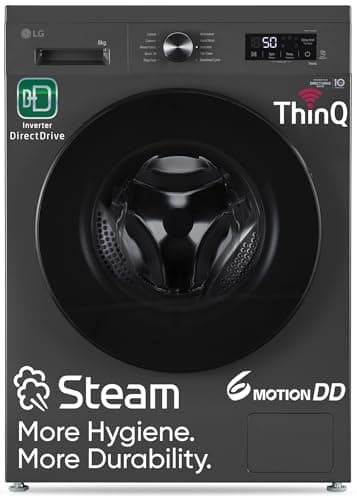 LG 8 Kg 5 Star Wi-Fi, Direct Drive Technology, Steam Wash, 6 Motion DD, Fully-Automatic Front Load Washing Machine (FHB1208Z4M, Allergy Care, In-Built...