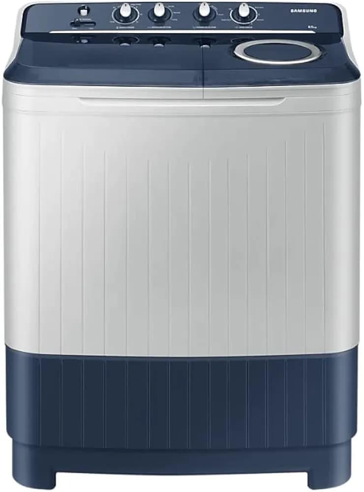 Samsung 8.5 Kg 5 star Semi Automatic Top Loading Washing Machine with Hexa Storm ulsator (WT85B4200LL, Light Gray with Blue Base)