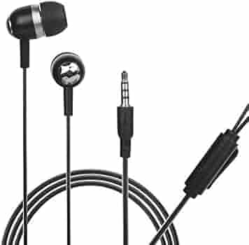 Hitage Earphones HP-768 Headphones Earplugs Headset High Definition Sound Deep Extra Bass Wired Earphone with in-line Mic Wide Compatibility Tangle Free Cable (Black)