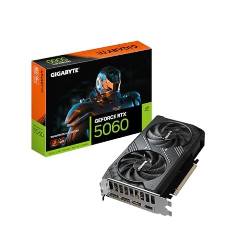 GIGABYTE GeForce RTX 5060 WINDFORCE MAX OC 8GB GDDR7, PCIe 5.0 Graphics Card Blackwell DLSS 4, 3840 CUDA Cores, 2512 MHz Boost Clock, 128-bit, HV Fan...