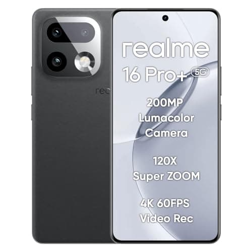 realme 16 Pro+ 5G Smartphone 8+256GB, 144Hz AMOLED Display, 7000mAh Battery, 80W SuperVOOC, 200MP Periscope Primary Camera 50MP Front Camera, Snapdrag...