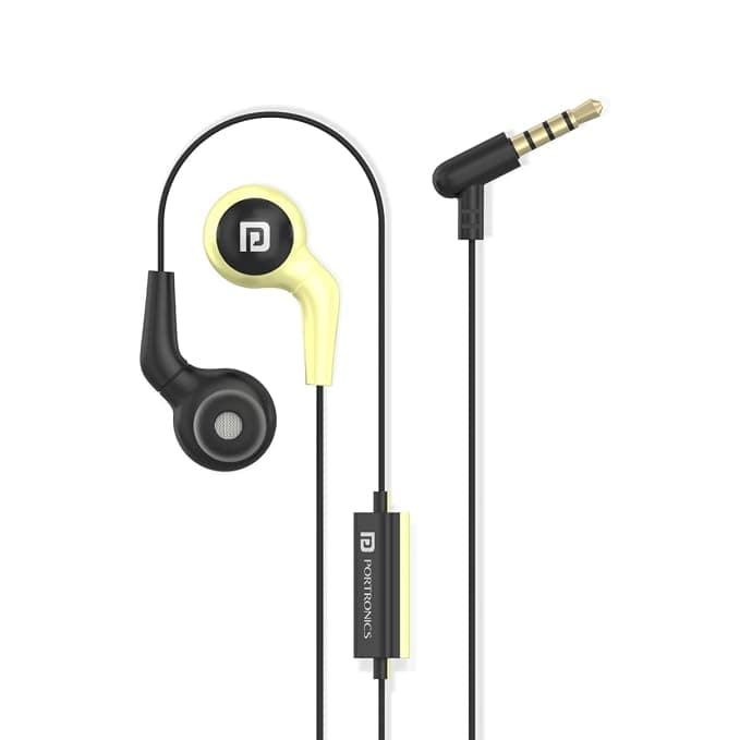 Portronics Conch 70 in-Ear Wired Earphone with Mic, 3.5mm Audio Jack(Yellow) In-Ear