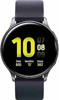Samsung Galaxy Watch Active2 (Silicon Strap + Aluminum Bezel) Bluetooth - International (Aqua Black, R830-40mm) (Renewed)