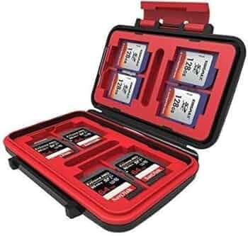 Digiom 24 Slots Memory Card Case, Sd Card Holder, Water-Resistant &Shockproof Holder Storage Memory Card Case for CF Cards/MicroSD Cards/SD Card (Red)