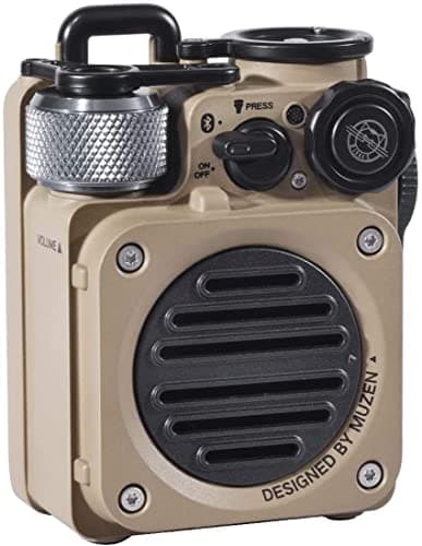 Muzen Wild Mini Rugged Outdoor Speaker, Bluetooth 5.0 Portable Speaker with Built-in Flashlight, Crystal Clear Sound, Wireless Waterproof Speakers for Travel, Outdoors-Yellow