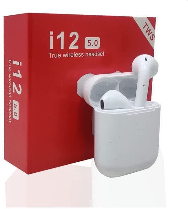 Rico i12 TWS True Wireless Bluetooth Earbuds Headset with Mic and Sensor Touch (White)