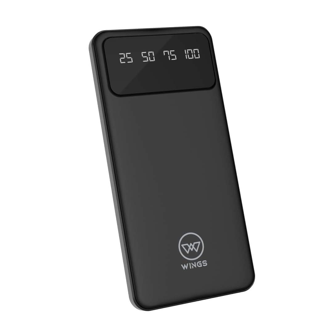 Wings Hyper Charge 10000mAh Power Bank,20W Powerbank Fast Charging,Dual Output Powerbank with Fast PD Output,Li-Polymer, Multi- Protection Powerbank f...