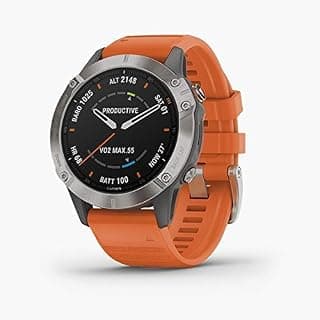 Garmin Fenix 6 Sapphire, Premium Multisport GPS Watch, features Mapping, Music, Grade-Adjusted Pace Guidance and Pulse Ox Sensors, Dark Gray with Oran