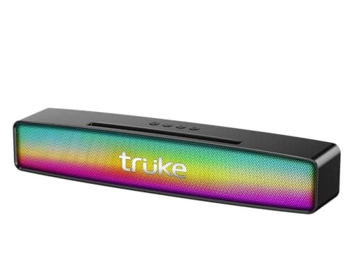 truke Thunder Bar 16W Bluetooth Speaker with RGB LEDs - Dual 52mm Speakers, 6Hours Long Battery Life, Mobile/Tablet Holder, AUX, USB, FM Mode, Portabl...