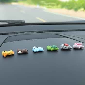 wolpin 6 Pcs Cute Mini Cartoon Car Decor for Car Dashboard Interior Decoration Accessories Decorative Showpiece for Bike, Scooty, Mirror
