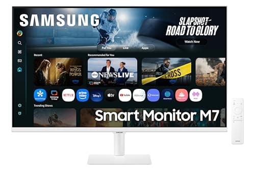 Samsung M7 Series 32 Inch (80 cm) Vision AI Smart Monitor, 4K (3840x2160), in-Built Speaker, Smart TV Apps, AirPlay, 60Hz, 4ms, Wi-Fi, Bluetooth, USB, USB-C, Wireless Display (LS32FM701UWXXL, White)