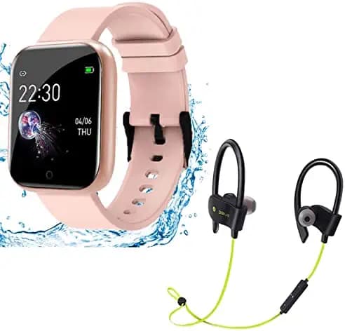 Pro 8 Smart Watch 1.3'' Full Touch Smartwatch with Dynamic Heart Rate Blood Pressure Tracking, Waterproof Exercise Smartwatch for Ladies Girls with N1 Running Sports Bluetooth Jogger Headset-Rosegold