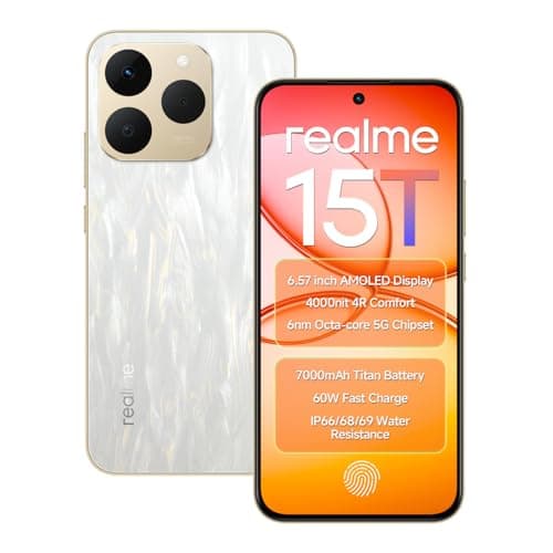 realme 15T 5G Smartphone 256GB ROM 8GB RAM 7000mAh Battery 6.57 inch 120Hz AMOLED Display 60W Fast Charge, IP69 Water Resistance Support Fingerprint G...