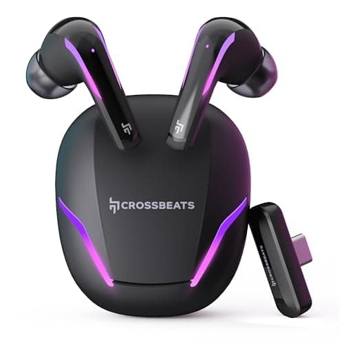CrossBeats Hawk Gaming TWS in-Ear Buds Dongle Type C |100hr Playtime Bluetooth Earphones | RGB Lights | BT v5.4 | 10ms Low Latency | 360 Spatial Audio...