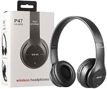 Belear P47 On-Ear Wireless Bluetooth 5.0 Black Headphones with Mic, 10 Hours Playtime, Lightweight, Wireless Headset, Quick Charge, Soft Cushions Earp...